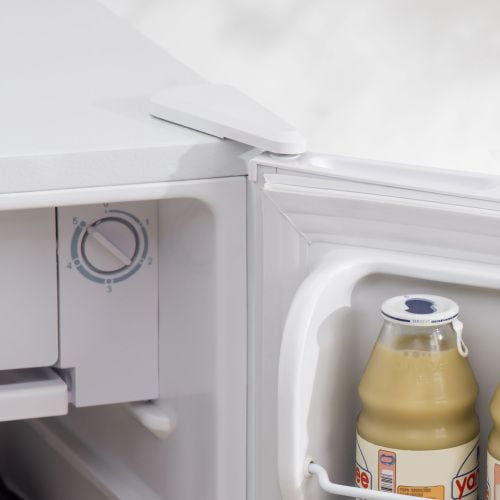 Mini Fridge with Freezer Single Door Compact Refrigerator Adjustable Thermostat Reversible Door for Dorm Office White