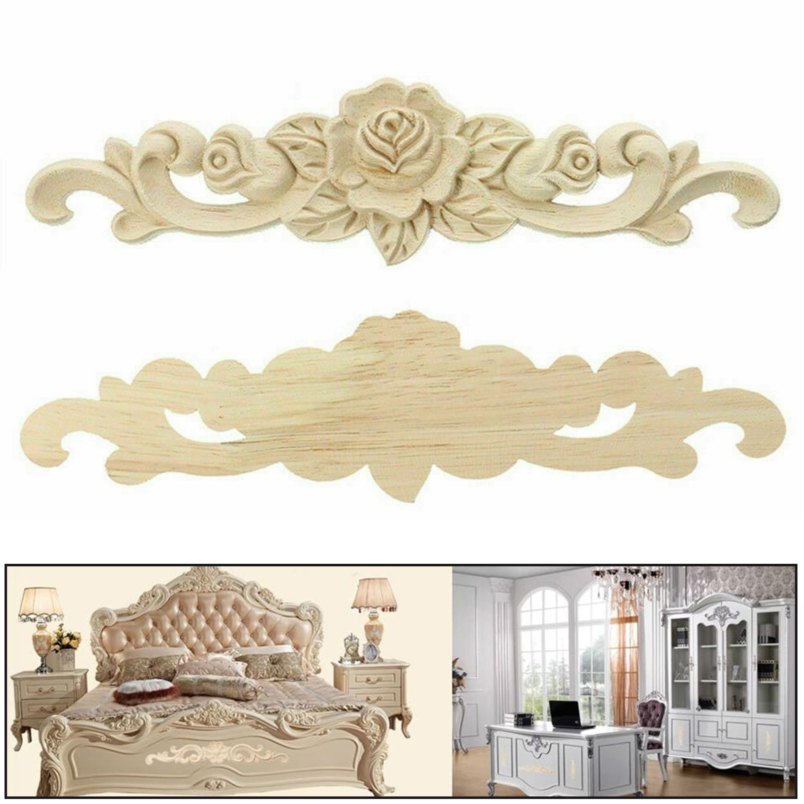 Rubber Onlay Applique Decal Corner Wood Carved Table Bookcase Frame Decoration 