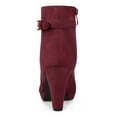 thumbnail image 4 of Unique Bargains Women's Platform Side Zipper Chunky Heel Ankle Boots Burgundy 7.5, 4 of 6