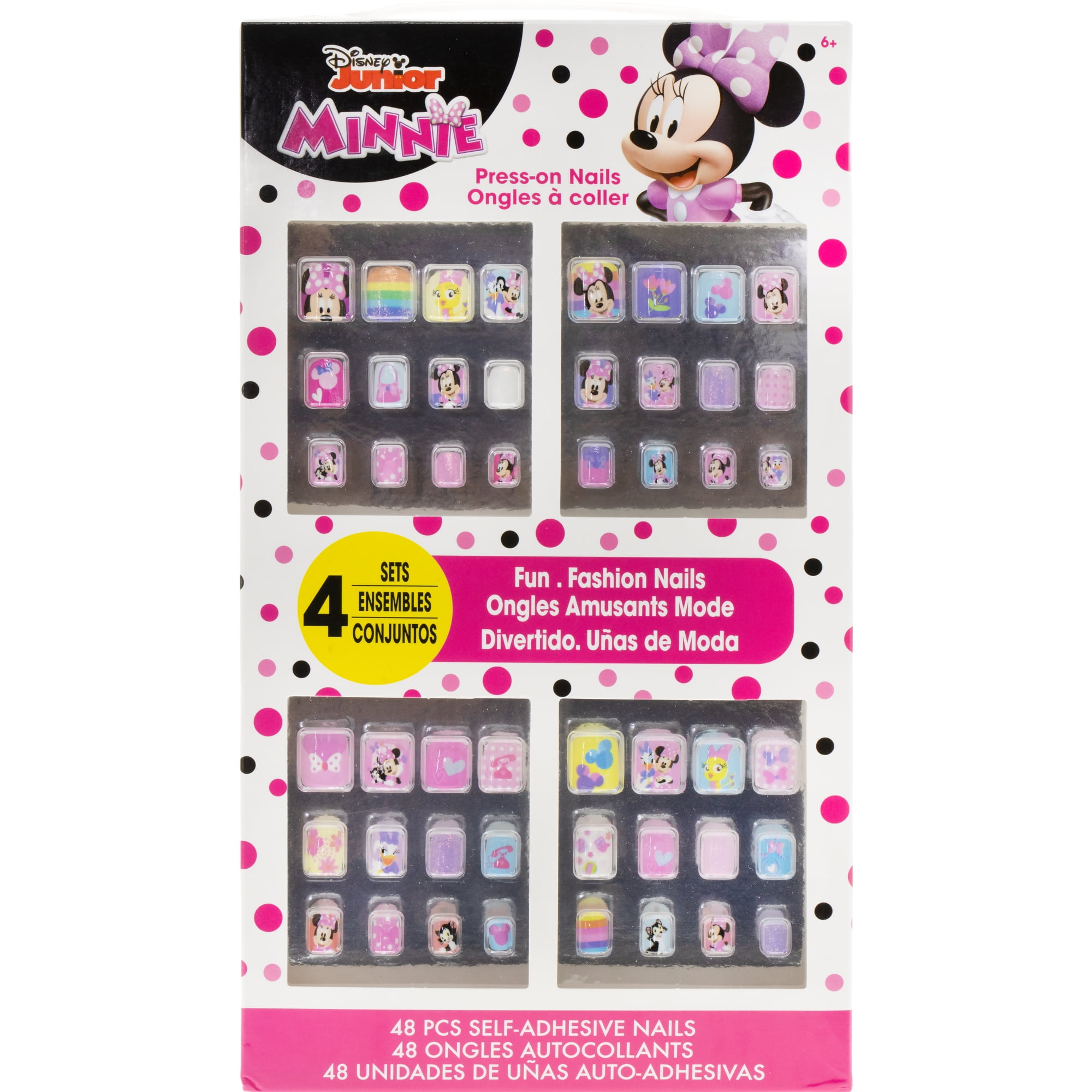 Disney Minnie Mouse Townley Girl 48 Pcs Press On Nails Make Up Set For Girls Ages 6 Walmart Com