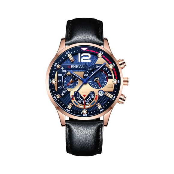 Reloj de cuarzo noctilucente con adhesivo mecánico, diseño de múltiples esferas, correa de cuero, estilo informal, brazalete, esfera antirrayas, unisex, bola de rompecabezas.
