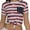 Stripes, variant on Knot Front Cuffed Sleeve / Sleeveless Stars and Stripes Crop Top Tee USA Patriotic T-Shirt, Stripes, Size: Medium