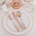 thumbnail image 5 of 150 Pcs Rose Gold Plastic Plates with Disposable Rose Gold Cutlery, Includes: 25 Dinner Plate 10.25", 25 Dessert Plates 7.5", 25 Cups 9OZ and 25 Silverware for Wedding, 5 of 8