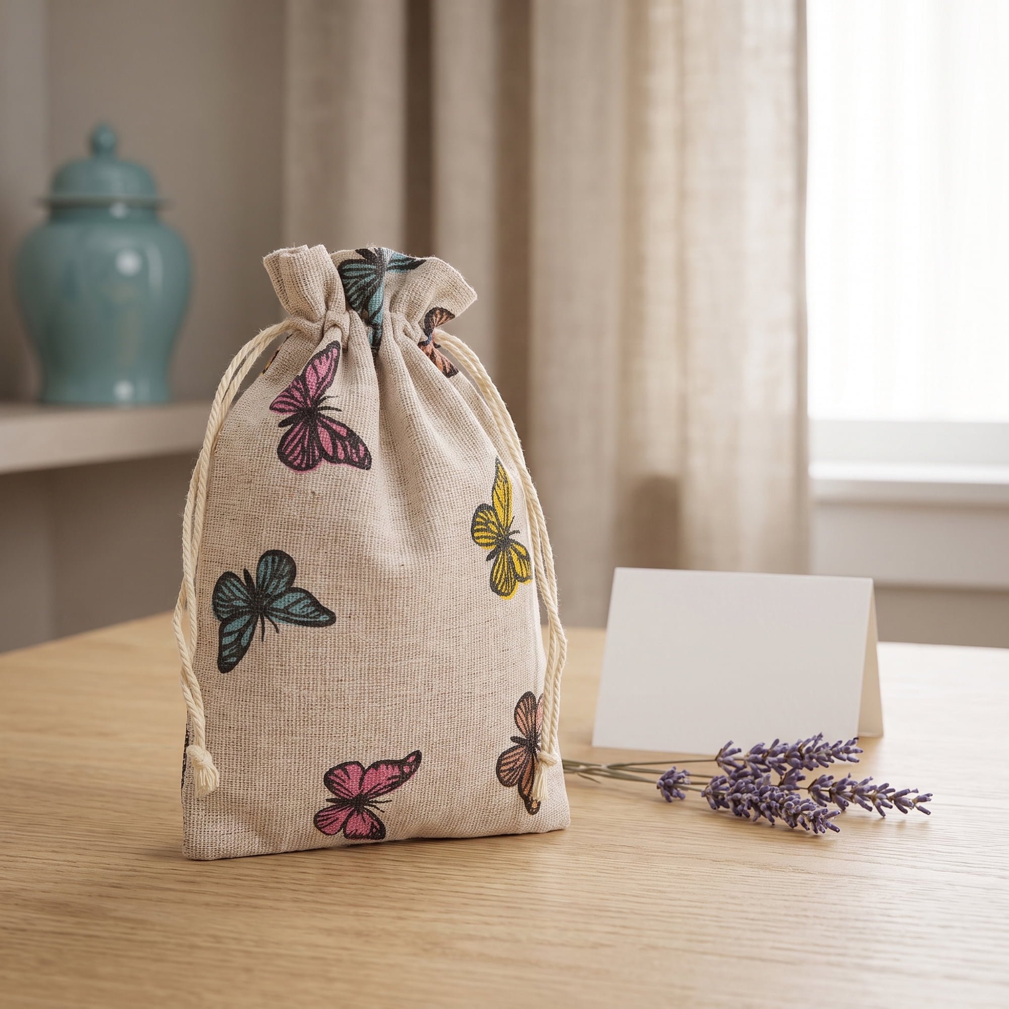 Unique Bargains Drawstring Gift Bags with Handles for Occasions Butterfly 5.1" x 7.1"
