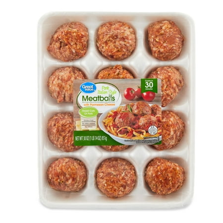Great Value Italian Style Pork Meatballs, 1 lb 14 oz (Fresh)