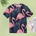 thumbnail image 4 of Flamingo Pattern Women's Short Sleeve T-Shirt Crew Neck Casual Summer Trendy Loose Fit Tops, 4 of 6