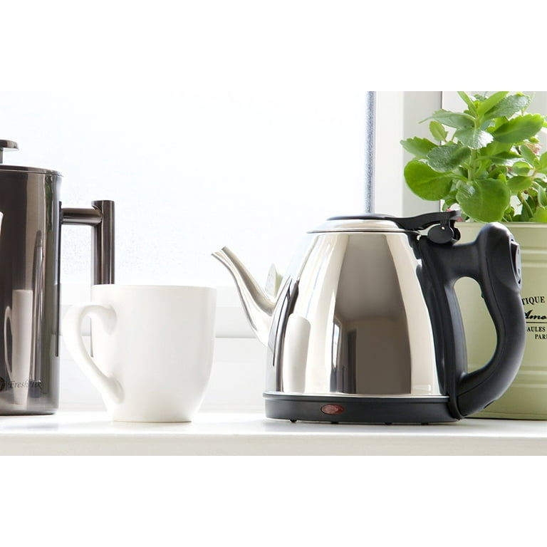 Best Small 4-Cup Stainless Steel Goose-neck Style Electric Tea Kettle with  Precise Pouring. Great for Small Spaces, Quickly Boils Water for French  Press Coffee Pot. 32oz, Cordless with Auto Shut Off. 