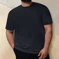 thumbnail image 2 of Plus Size Mens Casual Round Neck Solid Color Short Sleeve T-Shirt Blouse Tops 5XL, 2 of 5