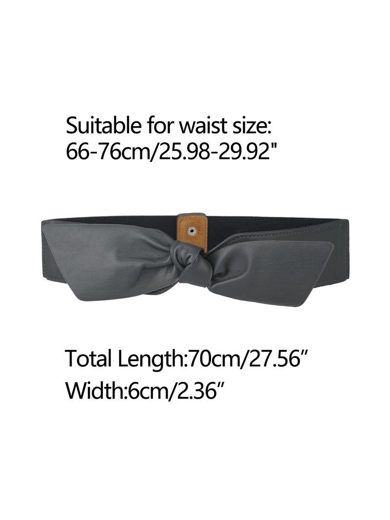 5477 Women Wide Elastic Waist Belts Bow Knot Snap Button INSPIRE CHIC Women Wide Elastic Waist Belts Bow Knot Belts  main image 4
