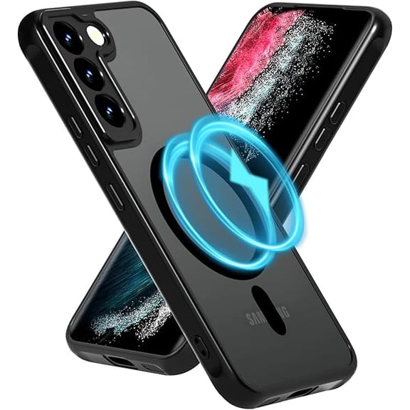 Saluqifa Magnetic Case for Samsung Galaxy S22 - [Compatible with MagSafe] [Military Grade Drop Tested] Slim Translucent Matte Clear Case Wireless Charger Cover for Men Women