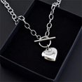 thumbnail image 2 of Collar de cadena para mujer. Collar de cadena cubana gruesa chapada con corazón y luna. Joyas suaves para la piel de la mujer., 2 of 7