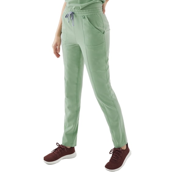 Mediclo Women's Medical Scrub Pants – Jura Slim Fit 4 Pockets Elastic Drawstring Waist Eco Friendly Sustainable FYSEL Fabric Workwear Sage Green FB2050RSAG06 M