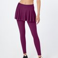 thumbnail image 2 of Hueook Womens Leggings Tummy Control Women' Fake Two-piece Bottom Pants Skirt Sports Plus Size Bottom Pants Wine M, 2 of 6