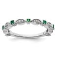 thumbnail image 2 of Auriga 925 Sterling Silver Created Emerald Diamond Ring for Women Size- 7, 2 of 6