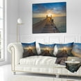 thumbnail image 2 of Designart Huge Wooden Pier into Setting Sun - Pier Seascape Throw Pillow - 16x16, 2 of 4