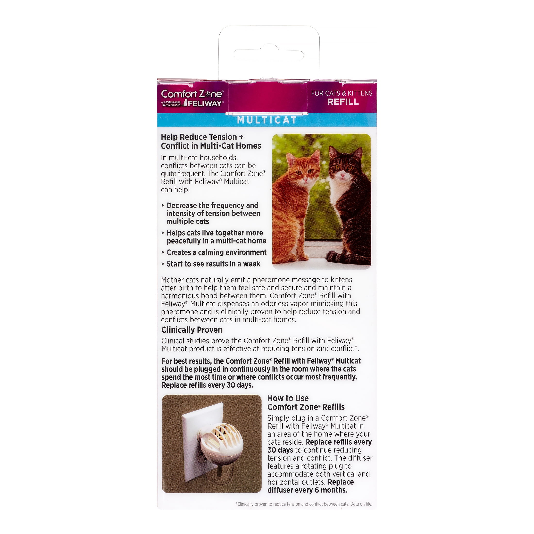 Comfort Zone Feliway Multi Cat Diffuser Refill Walmart Com