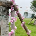 thumbnail image 4 of Artificial Cherry Blossom Vines, 2pcs Hanging Plants Silk Garland Fake Cherry Flowers for Home Garden Wall Fence Indoor Outdoor Wedding Birthday Decor (220cm)-Light Pink, 4 of 5