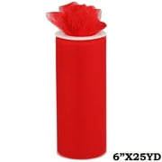 (2 Pack) 6" x 25 YARDS Wedding Tulle Roll for Favors Pew Bows Decorations SALE -red (2 pack)