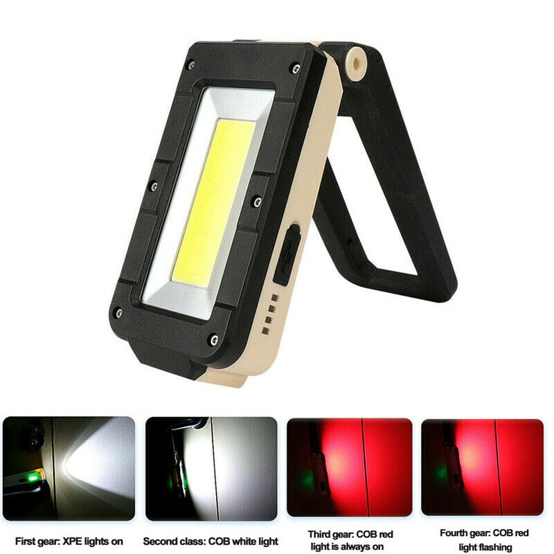 USB Rechargeable XPE+COB LED Work Light Flashlight Torch Magnetic Folding Lamp 