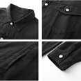 thumbnail image 4 of MKLEKYY Veste en Cuir Rouge Col pour Hommes Veste en Denim à la Mode et Décontractée Manches Longues Veste en Denim, 4 of 4