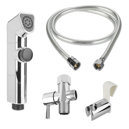 Brondell SimpleSpa Essential Hand-Held Bidet in Silver, All Installation Parts Included