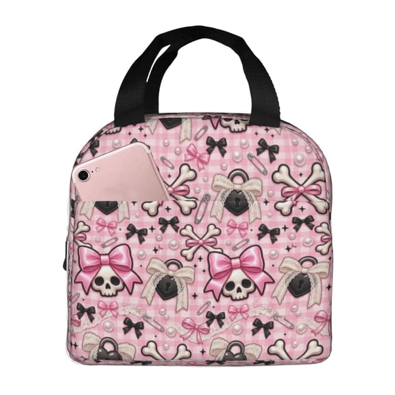 Skull Insulated Lunch Box, Lunch Bag Thermal Cooler Tote, Reusable Water-Resistant Meal Prep Bag For Women & Men, Office Work, And Outdoors
