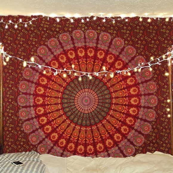 Tapiz mandala con diseño de pavo real de Bless International para colgar en la pared, 215 x 230 cm