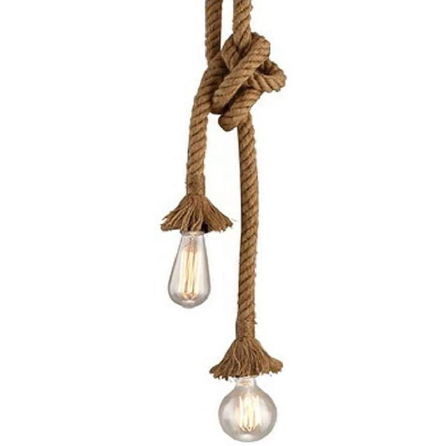 Lámpara colgante de cuerda de cáñamo, estilo industrial retro vintage para restaurante, bar, cafetería, E27, 220 V, 100 cm (bombilla no incluida)