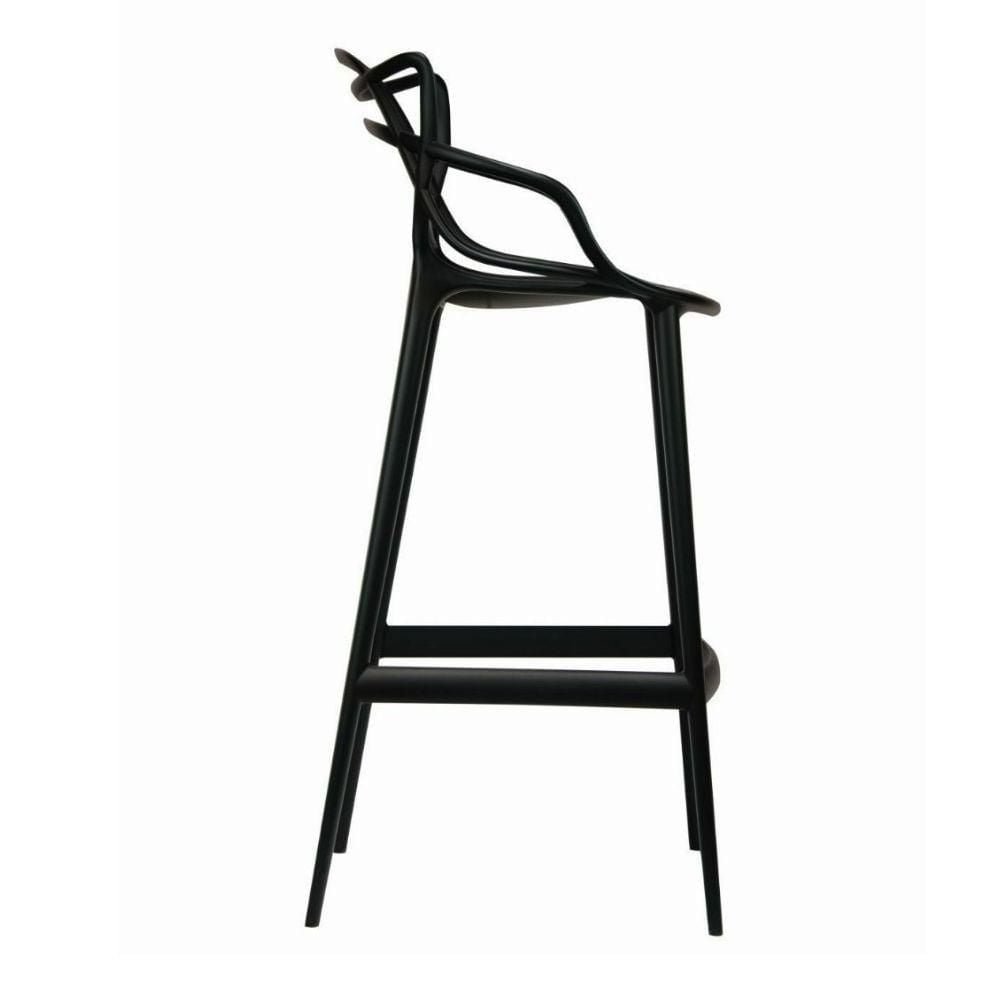 Kooper tangled polypropylene Modern-Mid Century Stool in Black, Indoor - Outdoor Stool, Kitchen Stool, Restaurant Stool Set 2