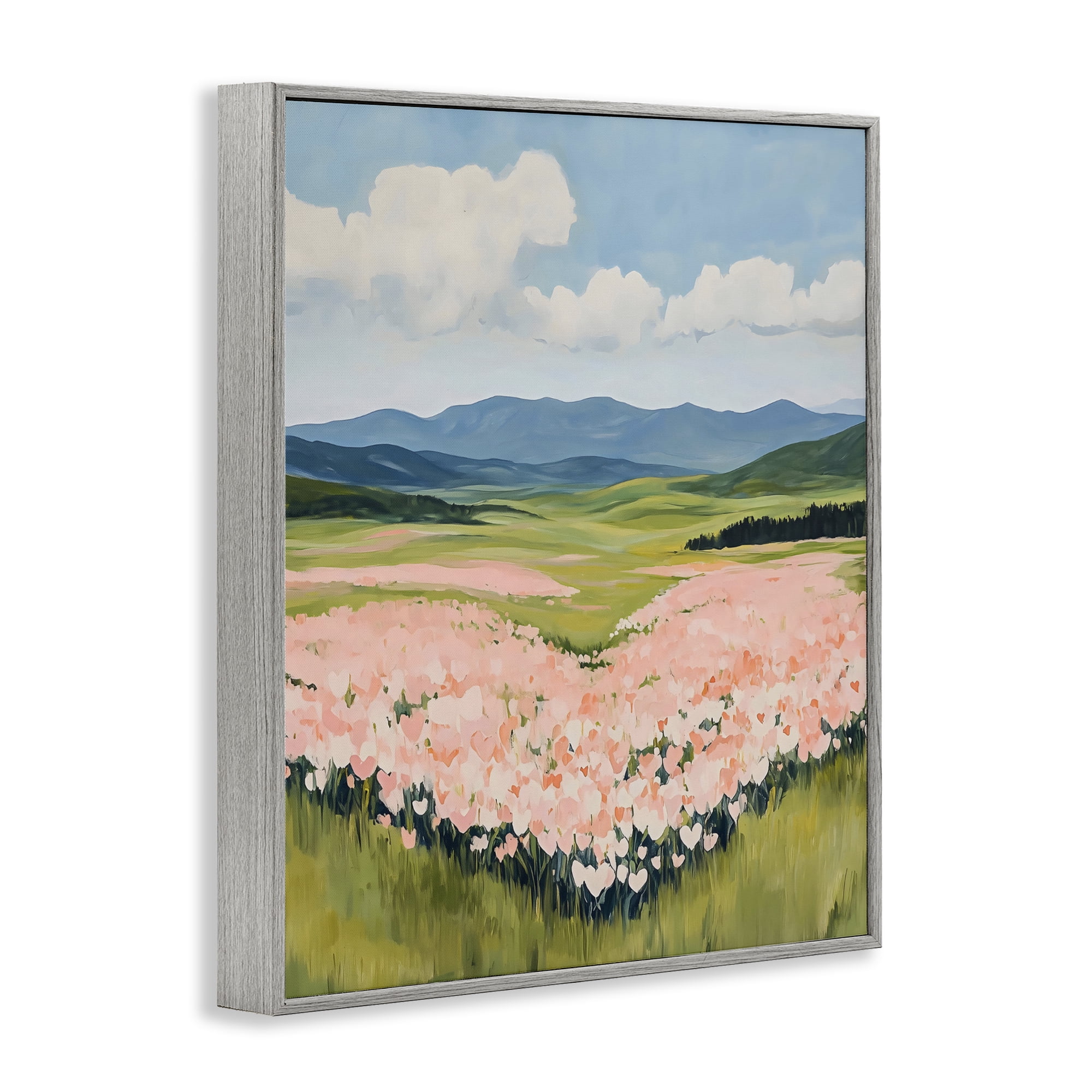 Stupell Industries Heart Shaped Flower Field Gray Framed Giclee Art, design by The Prints Vibe