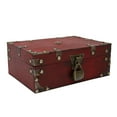 thumbnail image 2 of Treasure Box, Wood Metal Wooden Jewelry Box Large Capacity Exquisite Red Retro Style  for Office, 2 of 8