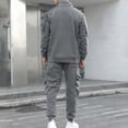 thumbnail image 5 of Stamozd Mens Sweatsuits 2 Piece Set Long Sleeve Zip Up Jacket and Cargo Pants Casual Gym Workout Track Suit Plus Size Mens Clothes Dark Gray XL, 5 of 8