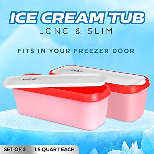 luxail Ice Cream Container with Lids, BPA Free Plastic, Double Insulated, 1.5 Quart, Turquoise and Blue