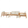 thumbnail image 3 of Modern Outdoor Spindle Style 4 Piece Solid Wood Chat Set - Natural, 3 of 5
