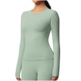 thumbnail image 1 of Mujeres de Manga Larga Tops Casual Ejercicio Capa Base para Correr Al Aire Libre, Transpirable Slim Fit Yoga Top con Agujeros Del Pulgar para Actividades de Fitness, 1 of 9
