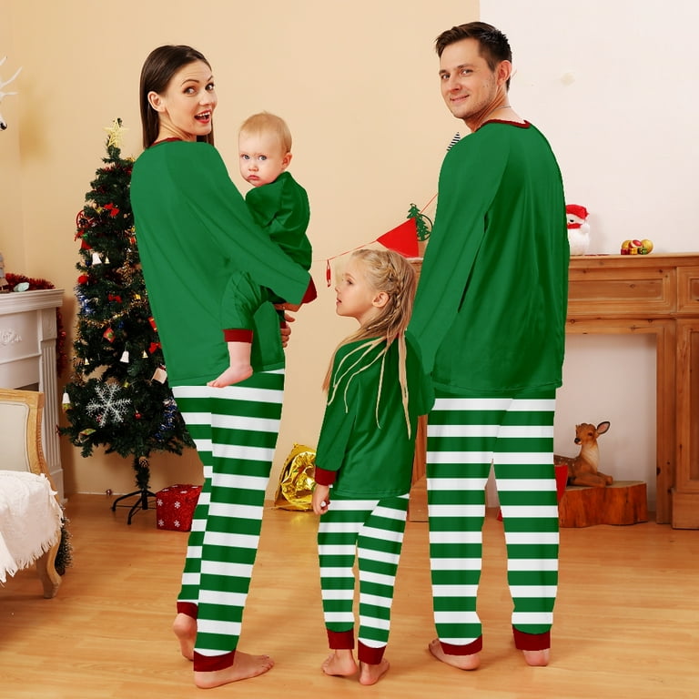 Holiday Family Matching Christmas Pajamas Set Christmas Buffalo Plaid  Stripe Printed Sizes Baby-Kids-Adult-Pet 2 Pieces Top and Pants Bodysuits  Pajamas Sets 