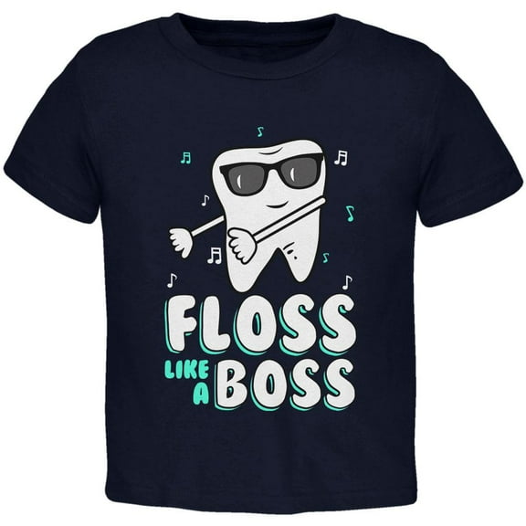 Flossing Tooth Dance Dentist Toddler T Shirt Navy 2T