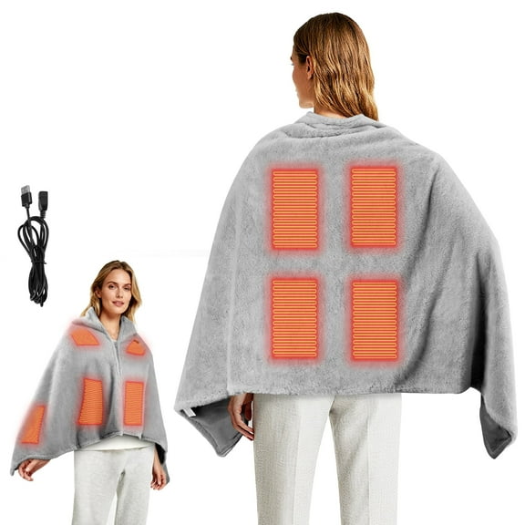 YTAKY Heated Blanket Throw, USB Plug in, Portable Electric Heating Pad, 59" x 31", 3 Heating Settings, Super Cozy Soft, for Outdoor