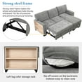 thumbnail image 3 of Stylish and Functional Light Chaise Lounge Sectional with Storage Rack Pull-out Bed Drop Down Table and USB Charger Gray, 3 of 8