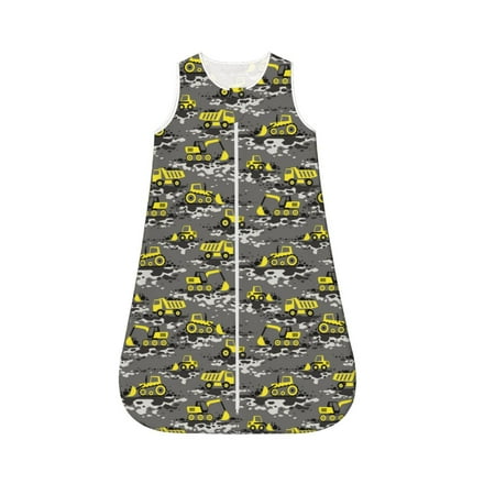

Qekee Modern Yellow Excavator Print Baby Infant Wearable Blanket Cotton Unisex Swaddle Sack - Newborn Sleep Clothes Baby Sleeping Bag-Large