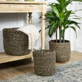 thumbnail image 2 of Northlight Set of 3 Striped Beige and Black Woven Seagrass Storage Baskets 14", 2 of 6