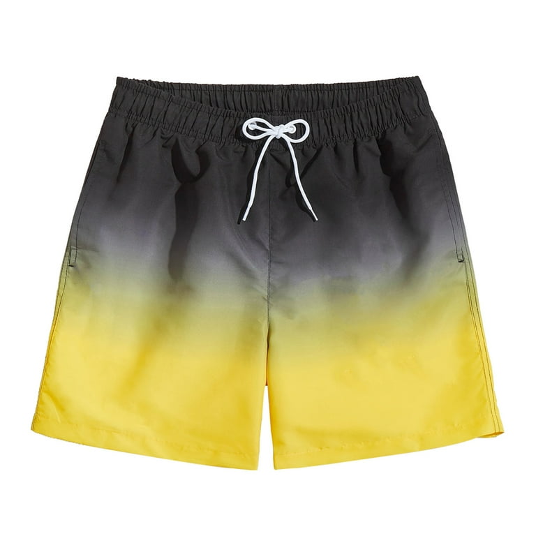 Myjajayi Men s Quick Dry Swim Trunks Swimming Shorts for Men with Mesh Lining Black Yellow XXL Size 2XL
