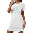 thumbnail image 2 of Bnwani womens nightgowns & sleepshirts Fashion Oversized crew neck Short Sleeve Printed White size S-XXL, 2 of 5