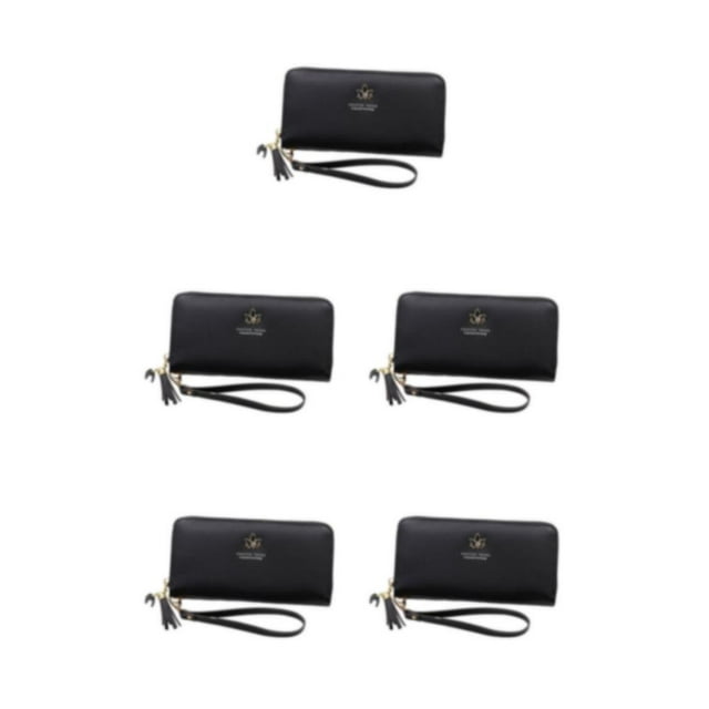 Cartera elegante Qarigey para mujer de cuero PU negro con múltiples compartimentos