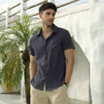 thumbnail image 6 of HAOMEILI Men's Casual Button Down Shirts Short Sleeve Textured Summer Beach Shirt with Pocket, 6 of 6