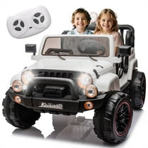 Arnahaishe 24V Ride On Car Toy, Electric Jeep with Remote Control, LED Light, USB and Bluetooth for Kids of 3-8, White