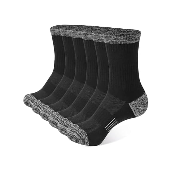 Eryueer Crew Socks for Women Hiking Athletic Running Walking Cushioned Compression Cotton Socks 6 Pairs