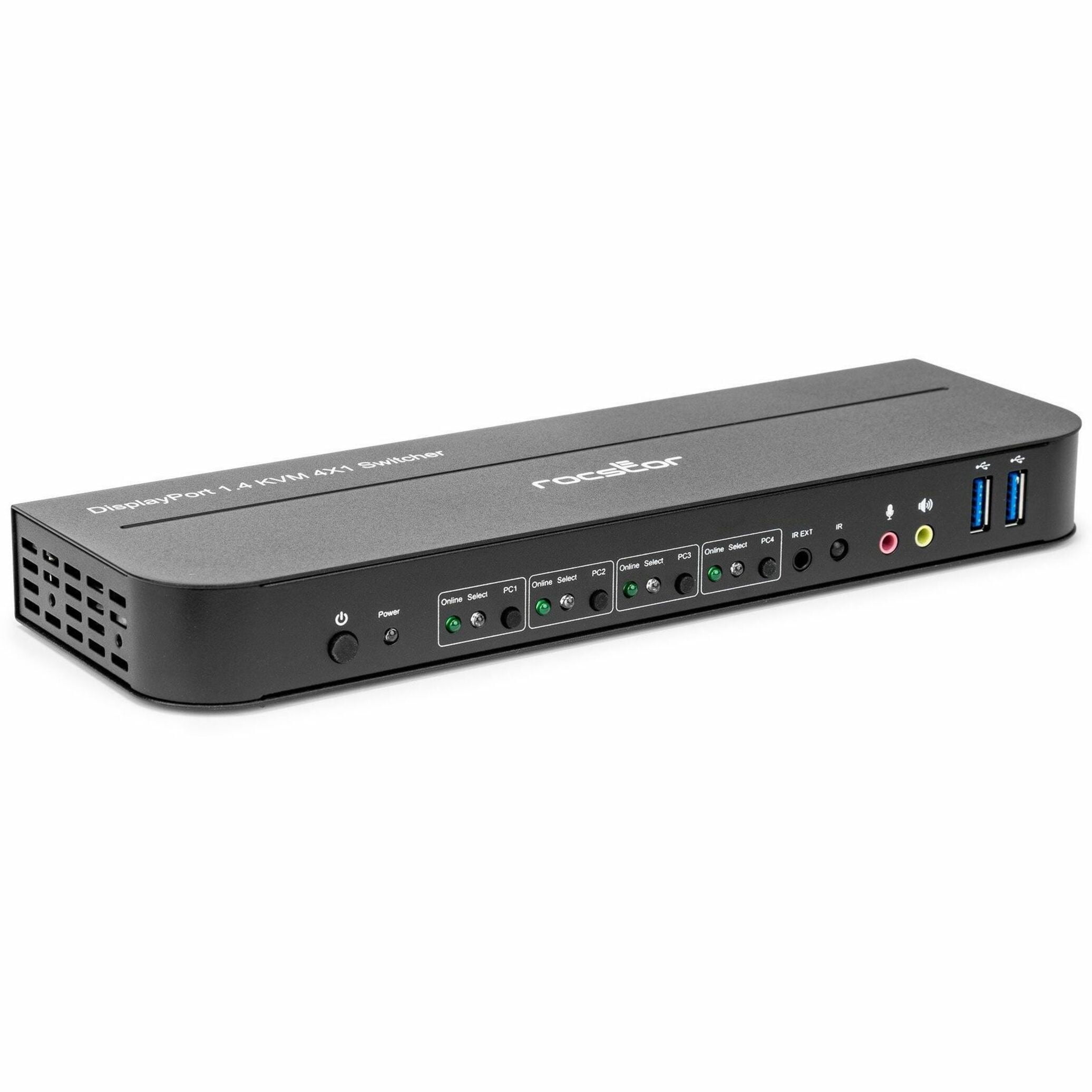 Rocstor SolidKVM SK04 DisplayPort 1.4 and USB 3.0 4?1 KVM Switch - 4 Computer(s) - 1 Local User(s) - 4K - 4096 x 2160 - 8 x USB - USB 2.0 - HDMI - 5 x DisplayPort