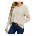 thumbnail image 2 of Women'S Fall Fashion Crew Neck Ribbed Knit Pullover Sweater Loose Side Split Batwing Long Sleeve Sweaters Khaki XL, 2 of 9