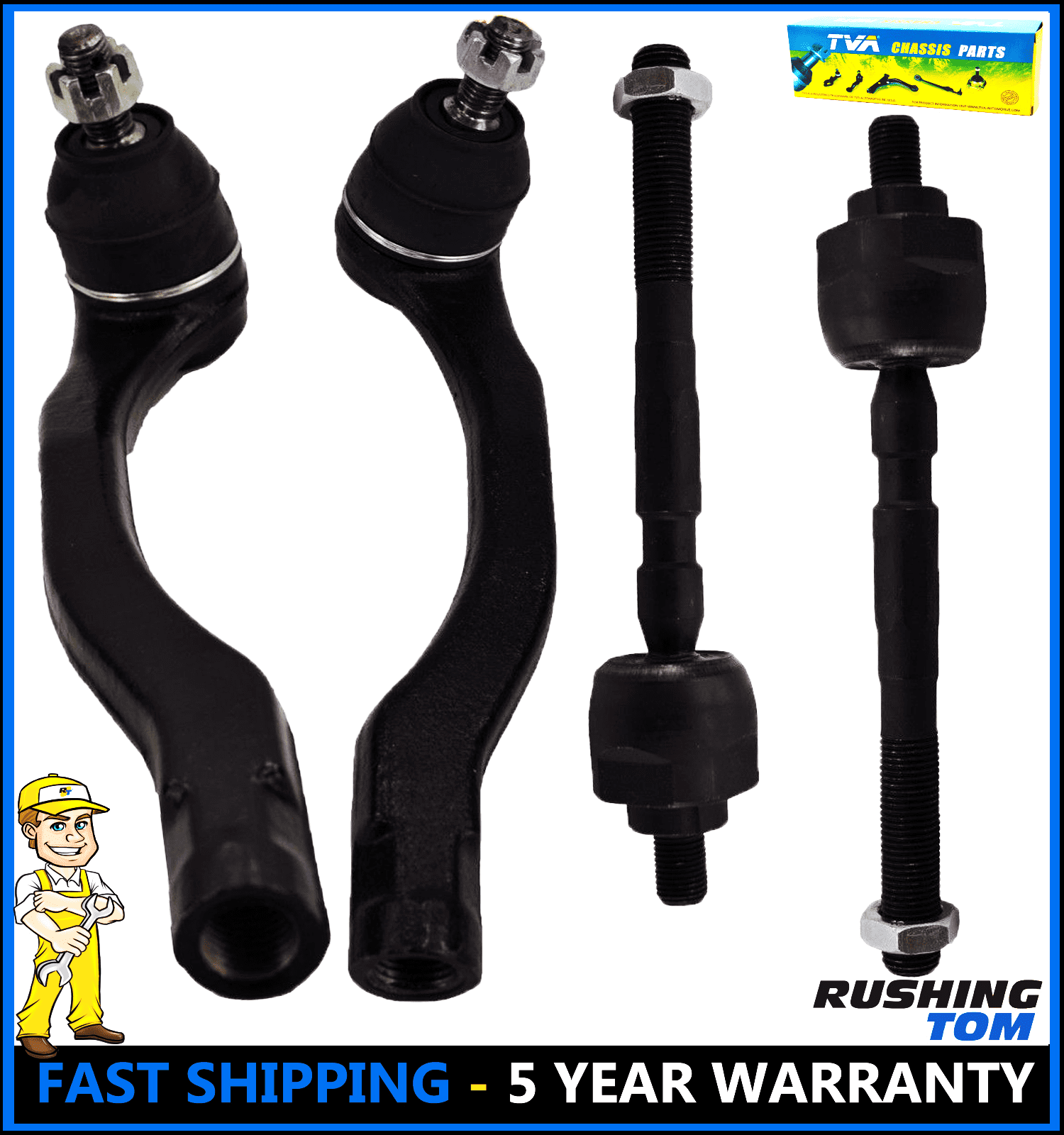 4 Outer & Inner Tie Rod Kit for 9295 Civic 19941997 Integra 9297 del